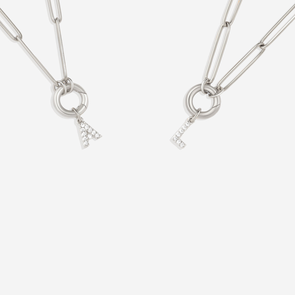 Pave Initial Charm with Charm Clasp Necklace