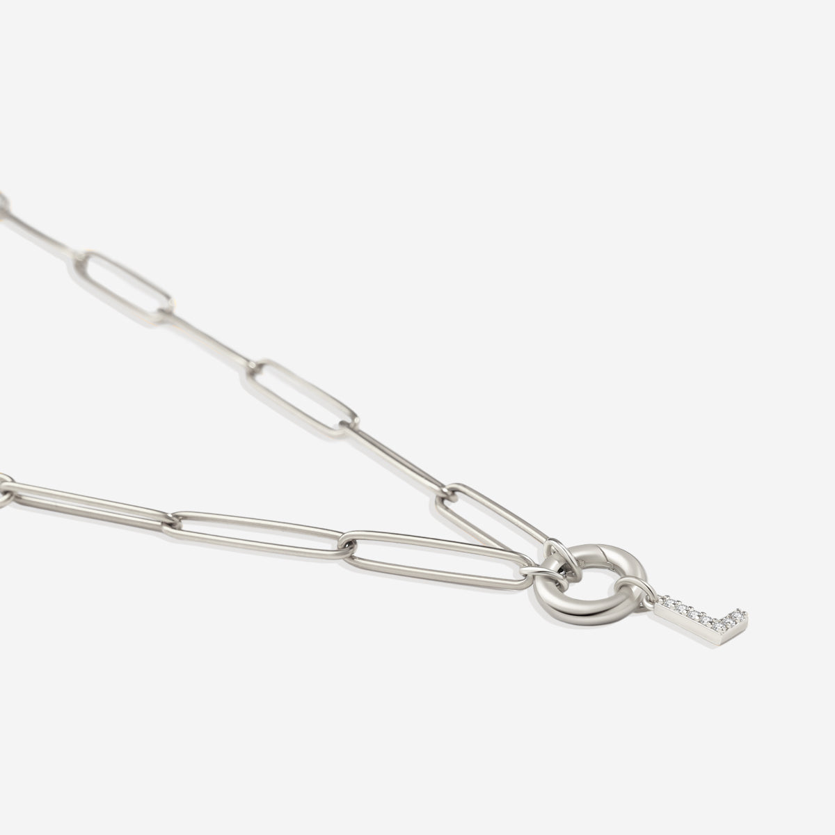 Pave Initial Charm with Charm Clasp Necklace