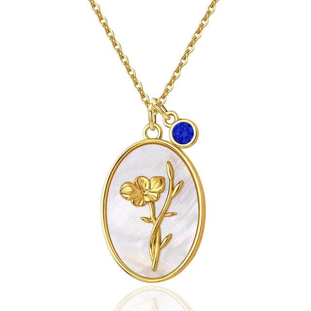 Collier avec pendentif en forme de fleur de naissance et perles