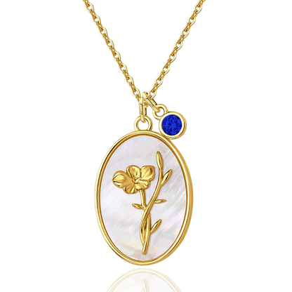 Collier avec pendentif en forme de fleur de naissance et perles