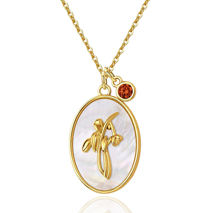 Collier avec pendentif en forme de fleur de naissance et perles