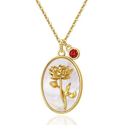 Collier avec pendentif en forme de fleur de naissance et perles