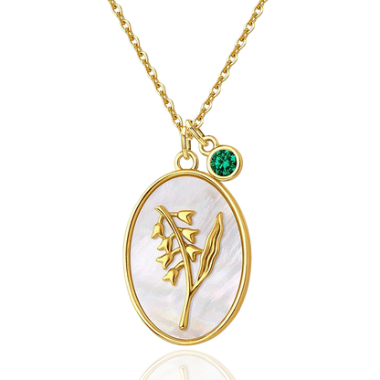 Collier avec pendentif en forme de fleur de naissance et perles
