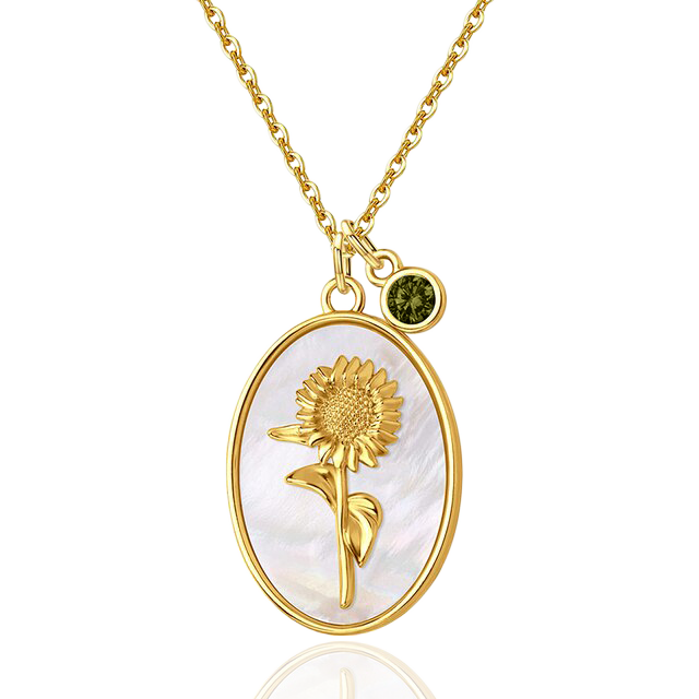Collier avec pendentif en forme de fleur de naissance et perles