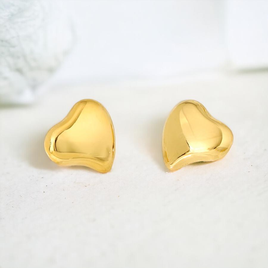 Polished Sculptural Heart Earrings