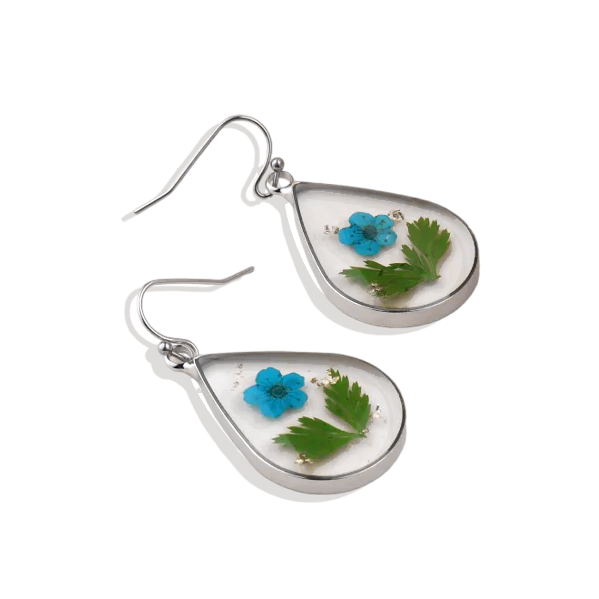 Boucles d'oreilles en fleurs de naissance pressées