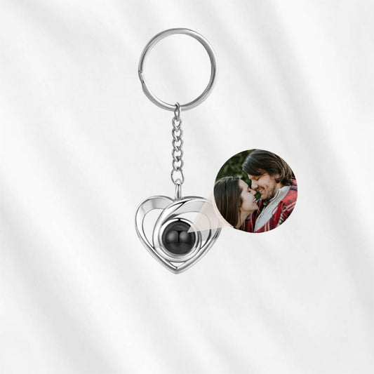 Schlüsselanhänger mit verstecktem Bild, Herz aus Sterlingsilber