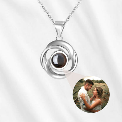 Personalized Photo Projection Necklace with Hidden Picture Rosebud