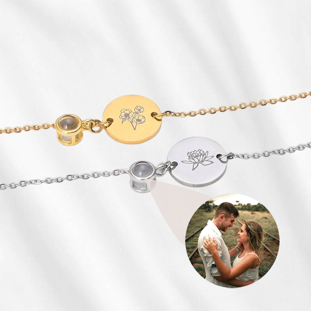 Bracelet de projection avec breloque fleur de naissance