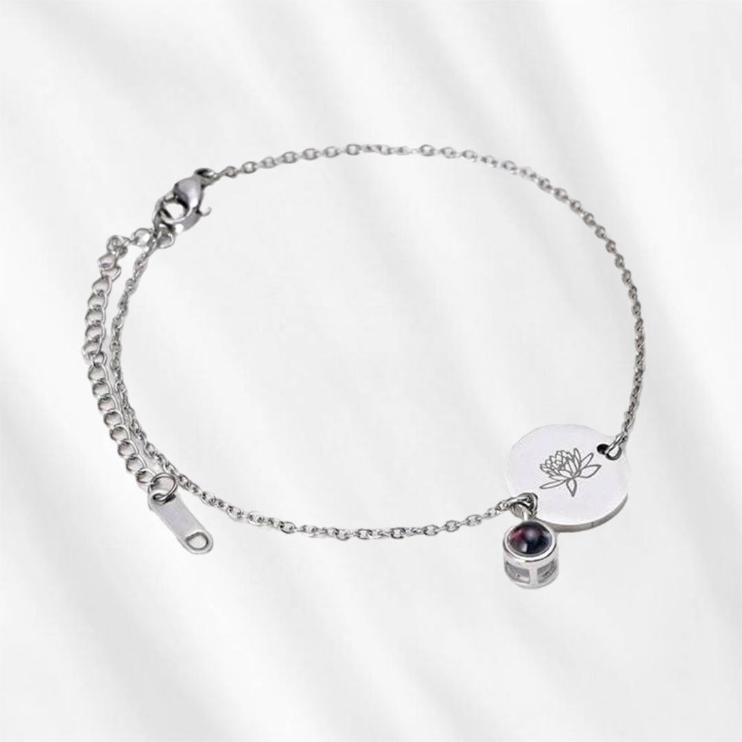 Bracelet de projection avec breloque fleur de naissance