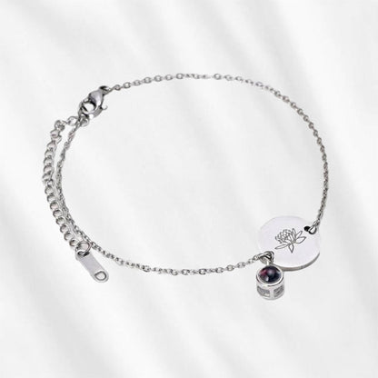 Bracelet de projection avec breloque fleur de naissance