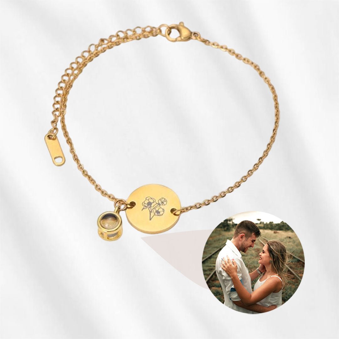 Bracelet de projection avec breloque fleur de naissance