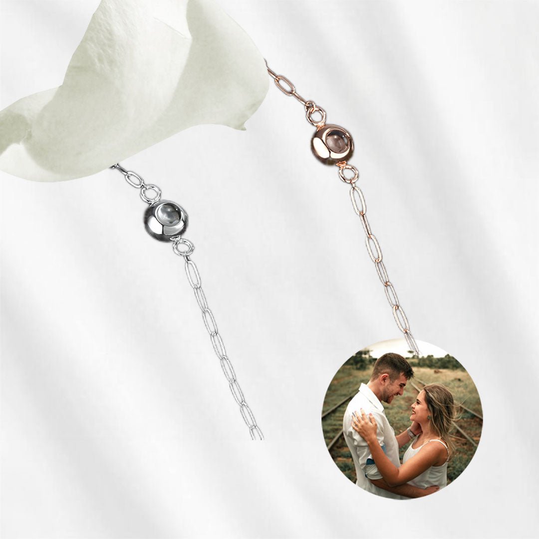 Photo Projection Bracelet Paperclip Chain Personalized Circle Bracelet
