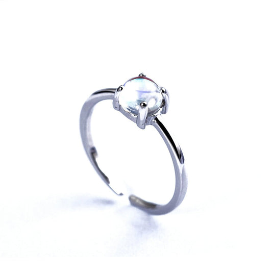 Pure Silver Natural Moonstone Ring