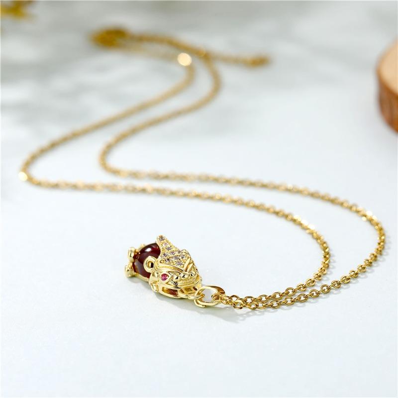 Red Garnet Pixiu Wealth Necklace