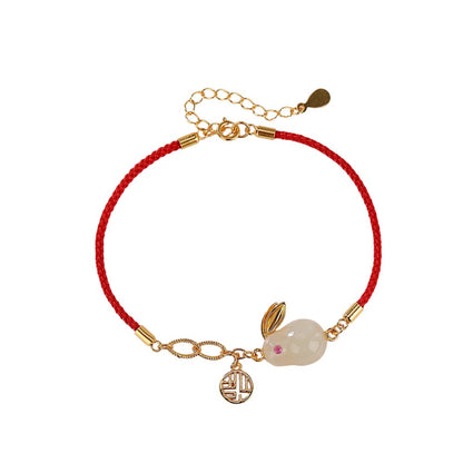 Red Rope Auspicious Rabbit Jade Bracelet