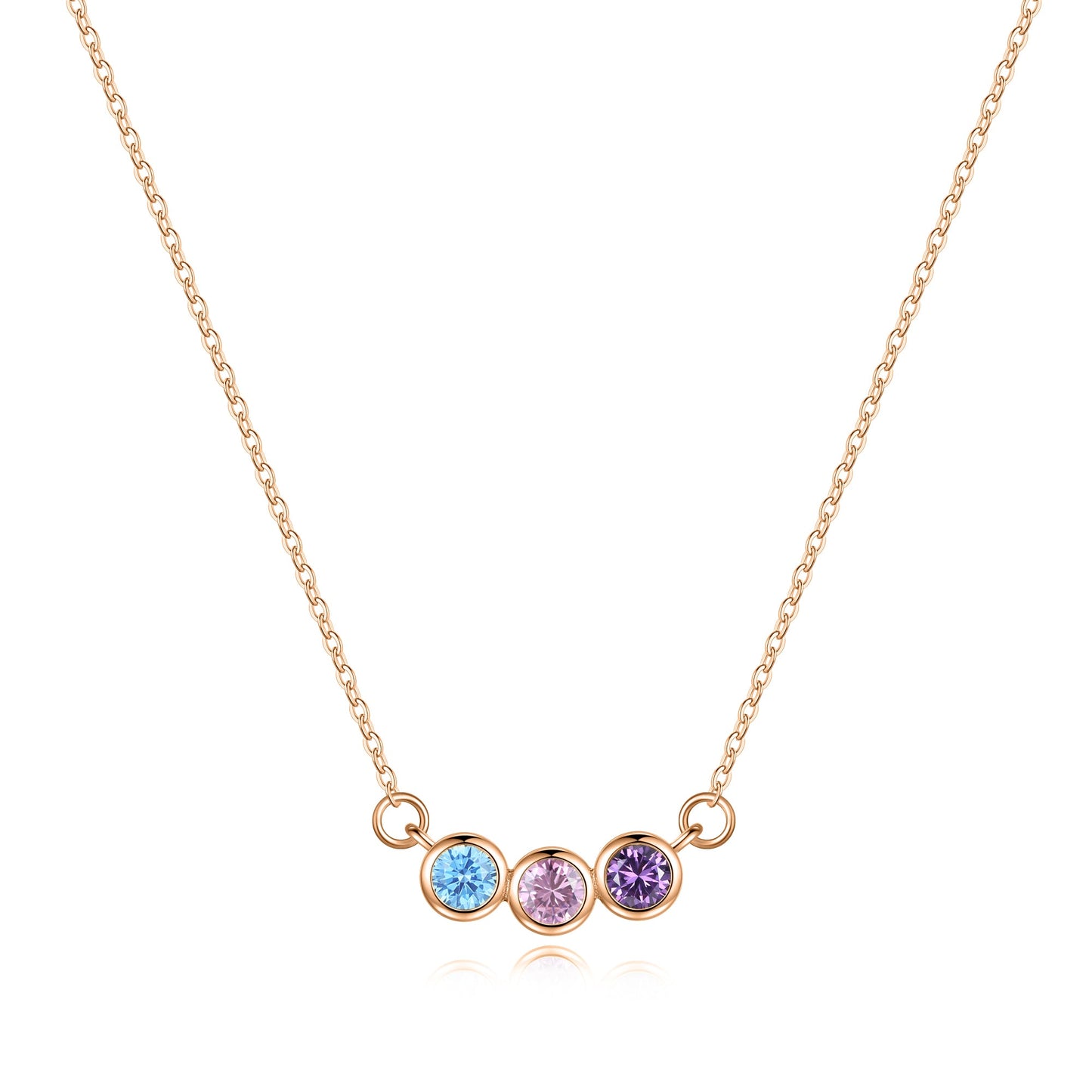 Collier délicat avec pierres de naissance pour la famille