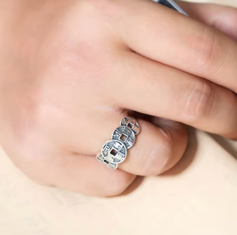 Vintage Silver Lucky Coin Ring