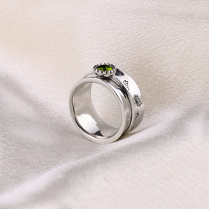 Bague Fidget Spinning Pissenlit Argent Pierre de Naissance