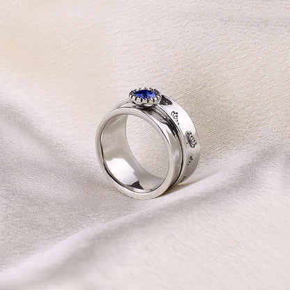 Bague Fidget Spinning Pissenlit Argent Pierre de Naissance