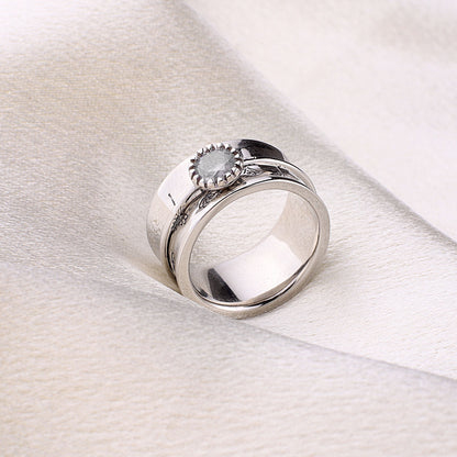 Bague Fidget Spinning Pissenlit Argent Pierre de Naissance