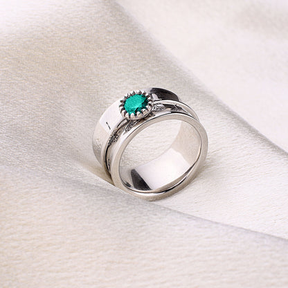 Bague Fidget Spinning Pissenlit Argent Pierre de Naissance