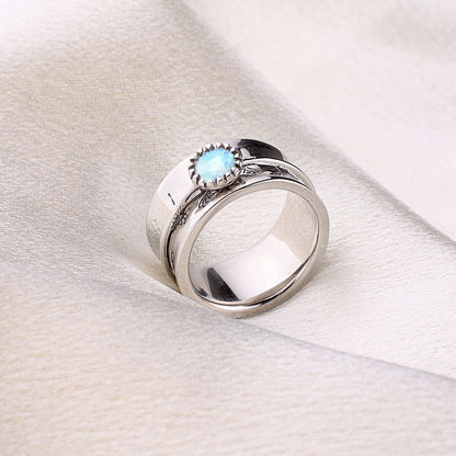 Bague Fidget Spinning Pissenlit Argent Pierre de Naissance