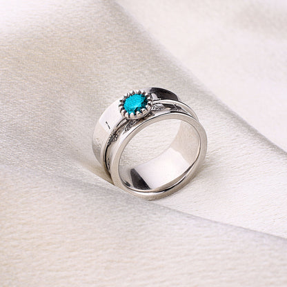 Bague Fidget Spinning Pissenlit Argent Pierre de Naissance
