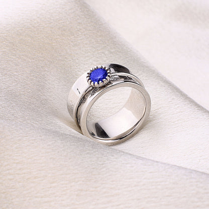 Bague Fidget Spinning Pissenlit Argent Pierre de Naissance