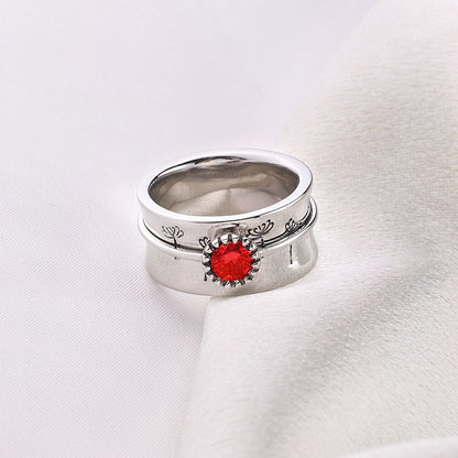 Bague Fidget Spinning Pissenlit Argent Pierre de Naissance