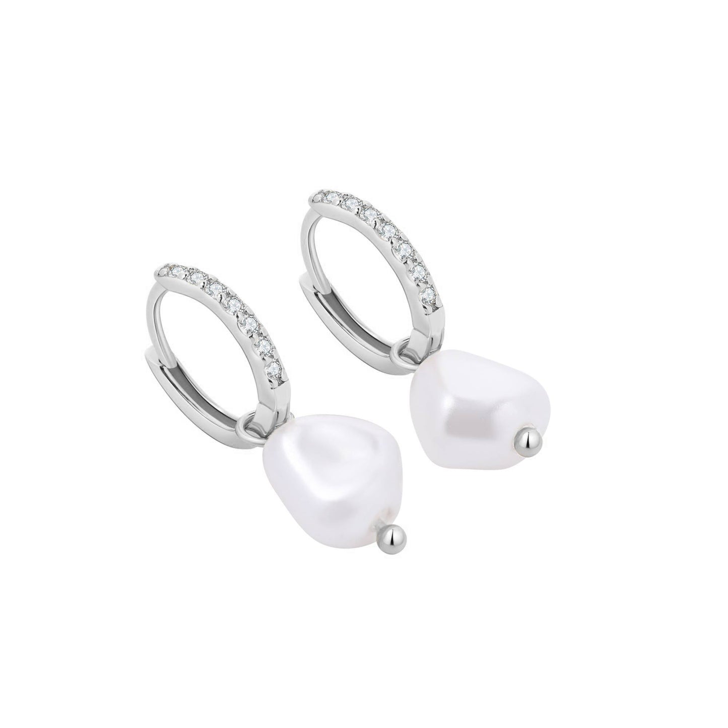 Boucles d'oreilles créoles pavées de perles d'eau douce