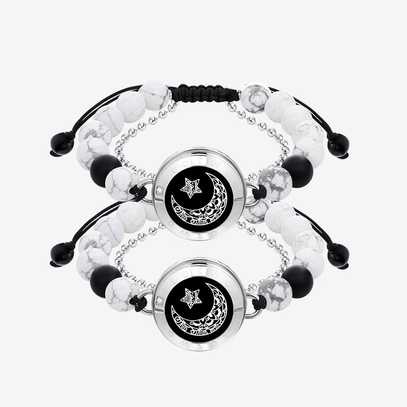 Bracelets tactiles Lune et Étoile avec perles assorties