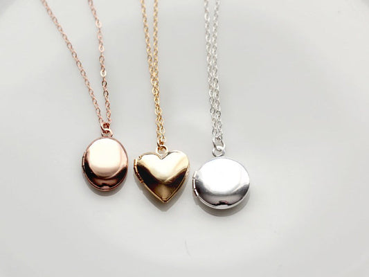 Children's Solid Lockets | Heart, Circle, Oval