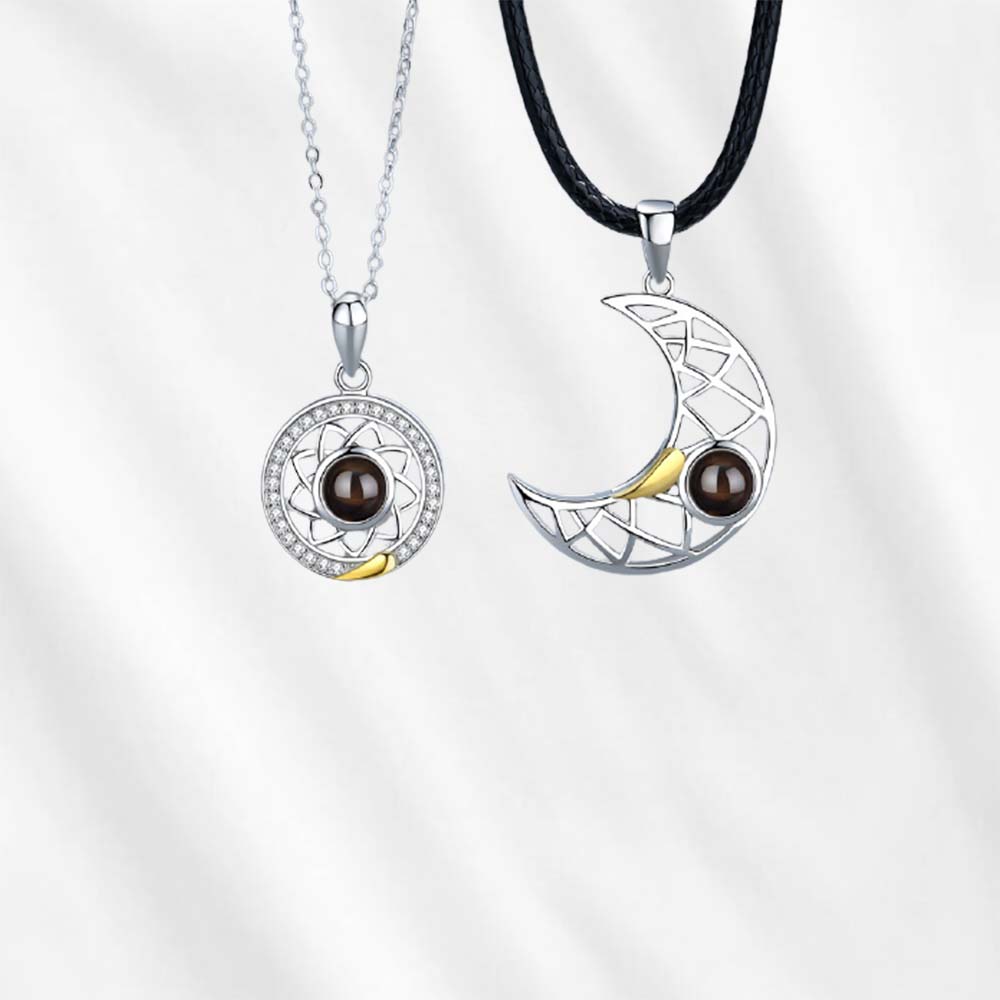 Sun Moon Projection Necklace Magnetic for Him & Her
