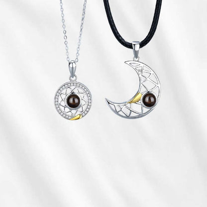 Sun Moon Projection Necklace Magnetic for Him & Her