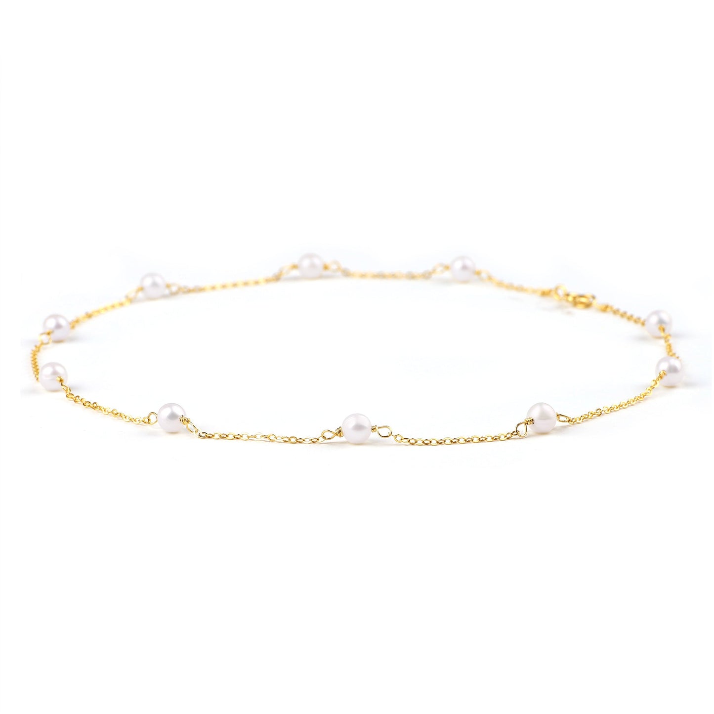 Collier ras du cou à dix perles 