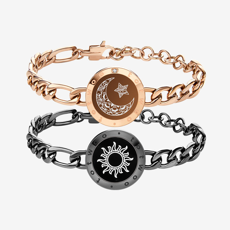 Bracelets Sun&amp;Moon Touch avec chaîne Figaro (noir et or rose)