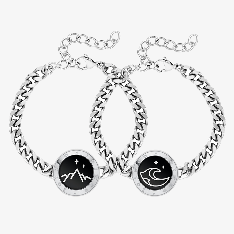 Bracelets Mountain&amp;Sea Touch avec chaîne cubaine (argent + argent)