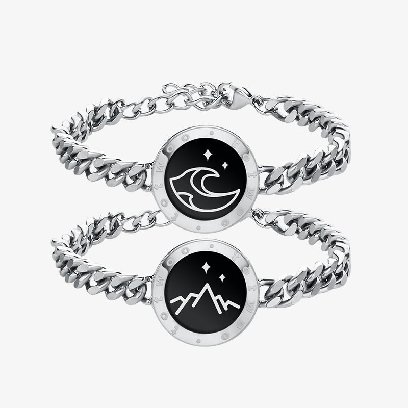 Bracelets Mountain&amp;Sea Touch avec chaîne cubaine (argent + argent)
