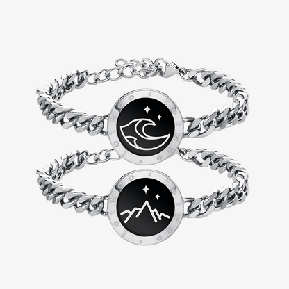 Bracelets Mountain&amp;Sea Touch avec chaîne cubaine (argent + argent)