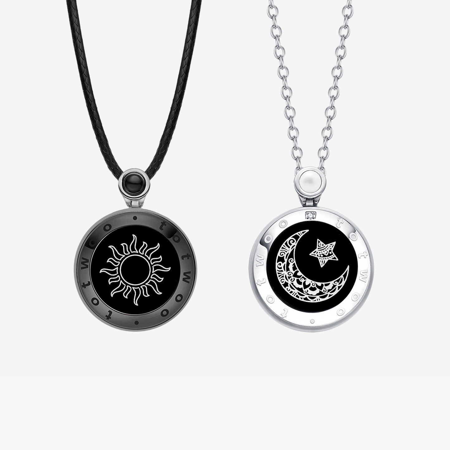 Ensemble de colliers Sun&amp;Moon Touch avec agate naturelle pour deux personnes