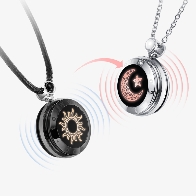 Ensemble de colliers Sun&amp;Moon Touch avec agate naturelle pour deux personnes