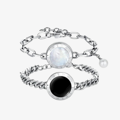 Bracelets tactiles Soulmate 2.0 (chaîne cubaine en argent + chaîne Figaro en argent)