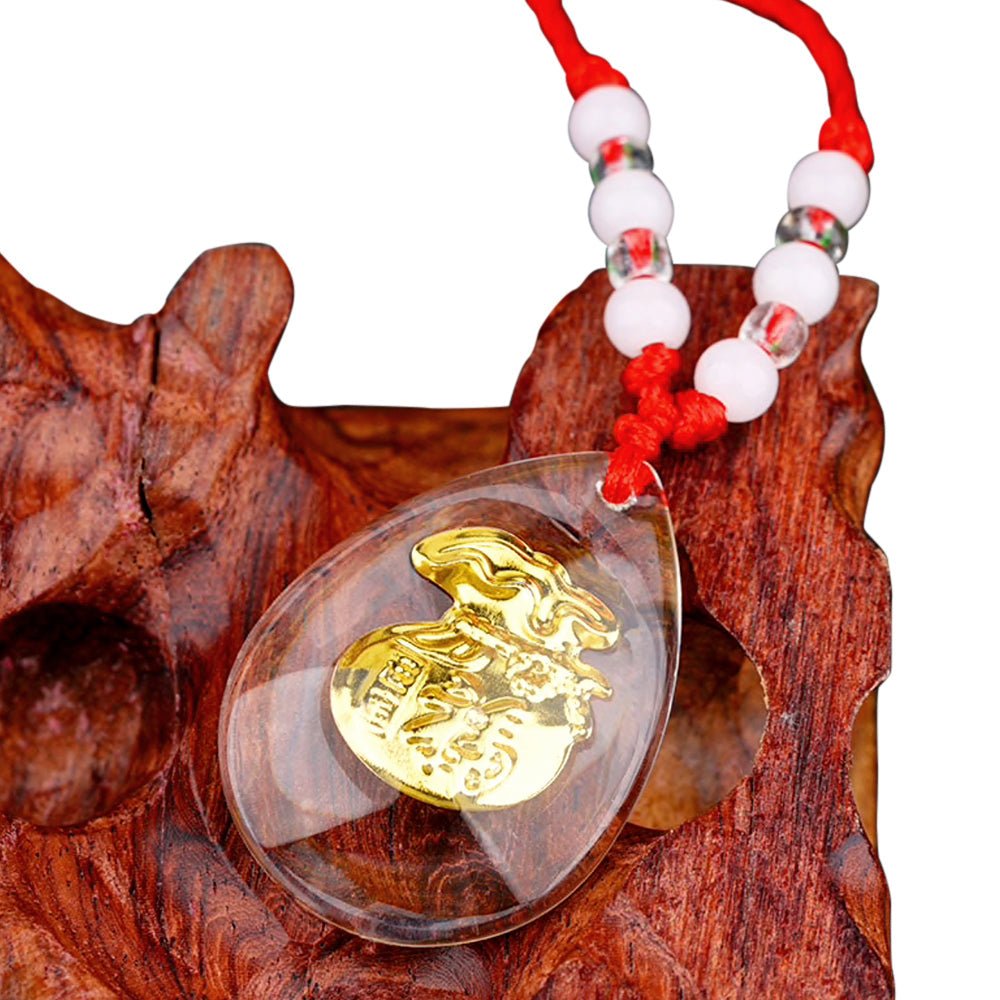 Transparent Auspicious 18k Gold Money Bag Charm Necklace