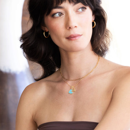 Collier Coeur Initiale Turquoise