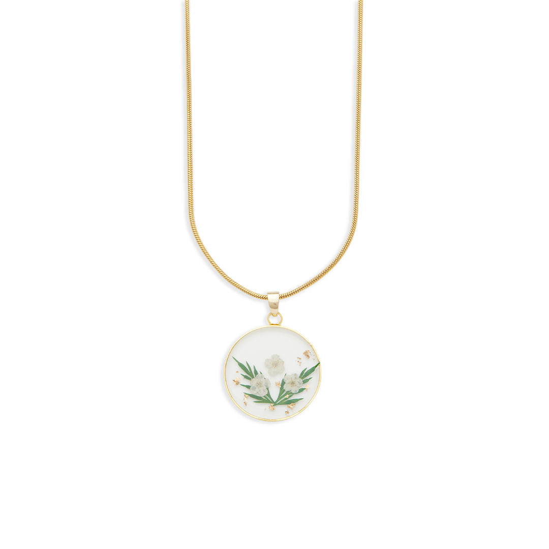 Collier de fleurs de naissance pressées