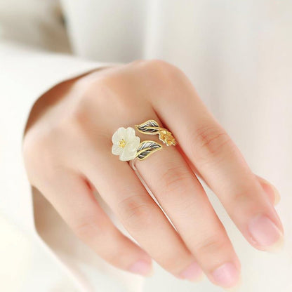 White Jade Plum Blossom Ring