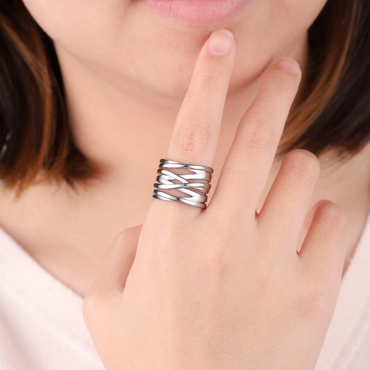 Bague de déclaration enroulée de fil